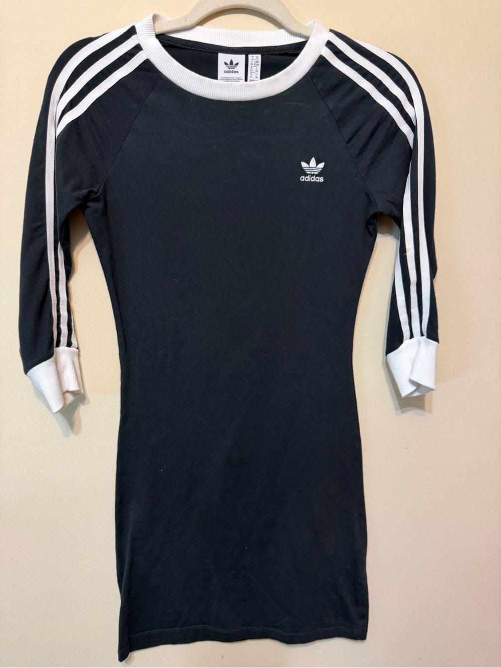 adidas Black Dress with White Three-Stripe Trim 2377